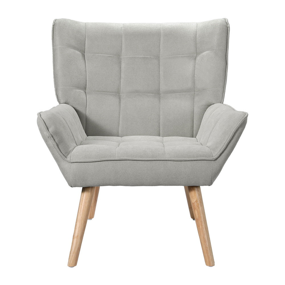 Modern Scandinavian Style Armchair Grey Linen