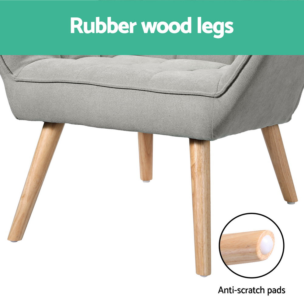 Modern Scandinavian Style Armchair Grey Linen