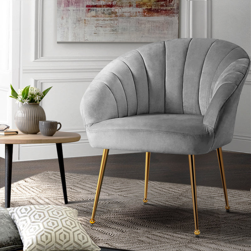 Accent Velvet Armchair Lounge Chair Grey