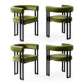Dining Chairs Set of 4 Velvet Upholstered Barrel Chairs with Curved Armrests & Back Green