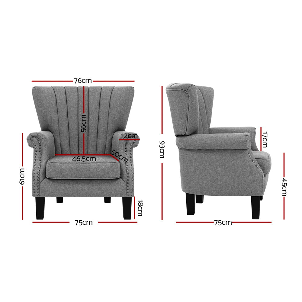 Upholstered Fabric Armchair Accent Tub Chairs Modern seat Sofa Lounge Grey