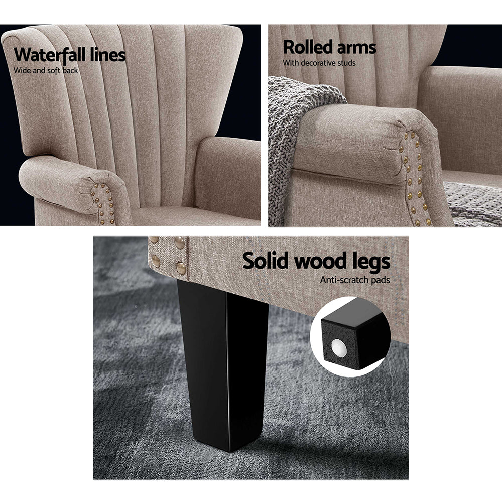 Armchair Lounge Chair Accent Chairs Armchairs Fabric Single Sofa Beige