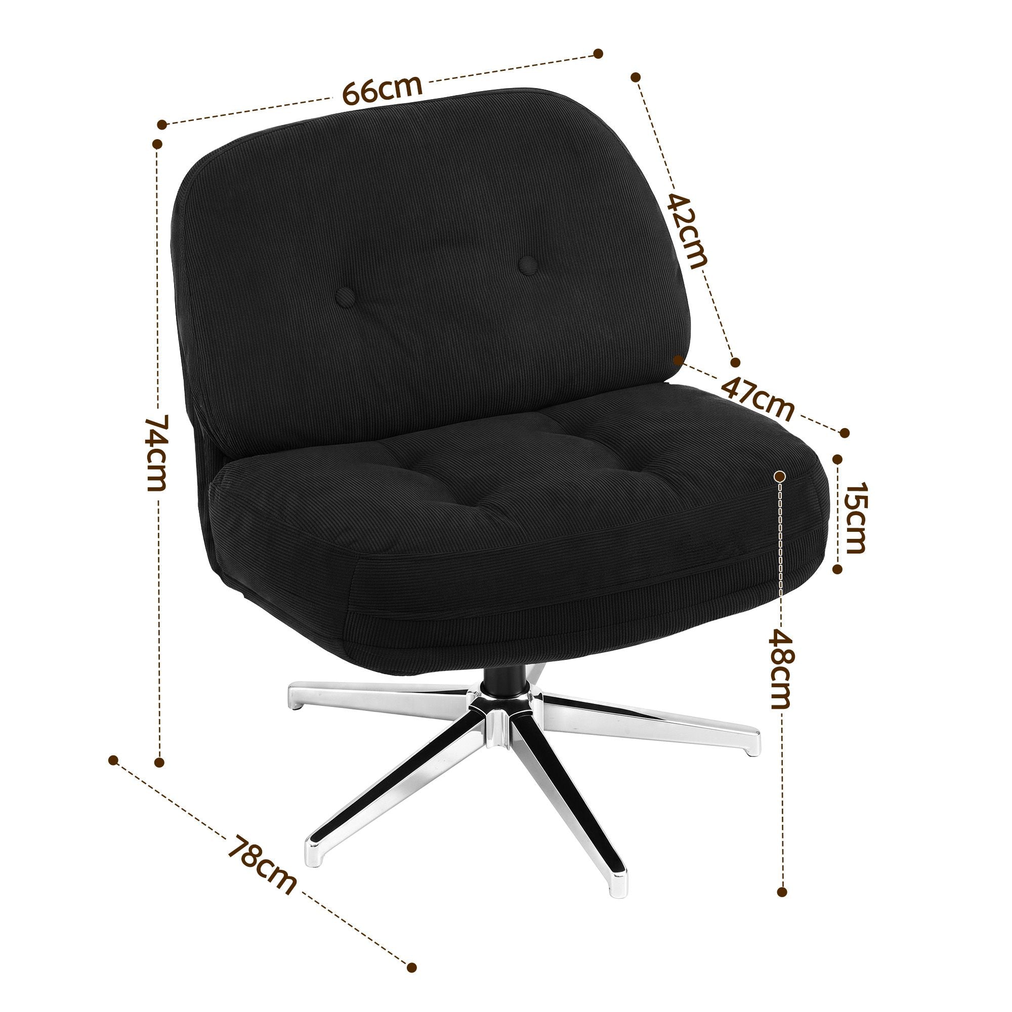 Swivel Chair Nursing Armchair Lounge Corduroy Steel Star Base Black