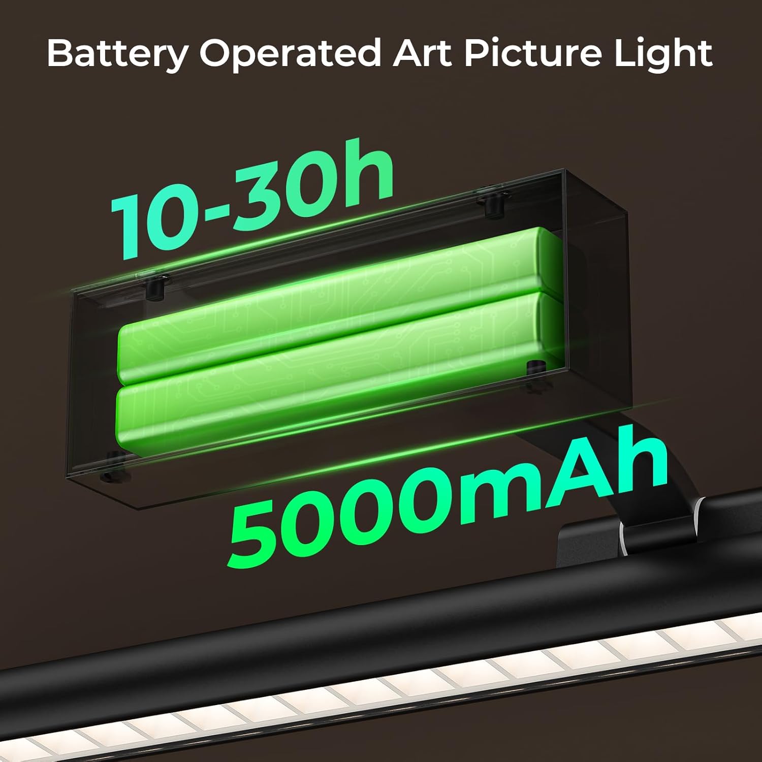 Wireless Rechargeable 16in Picture Light with Remote Dimmable Timer for Wall Art - Black
