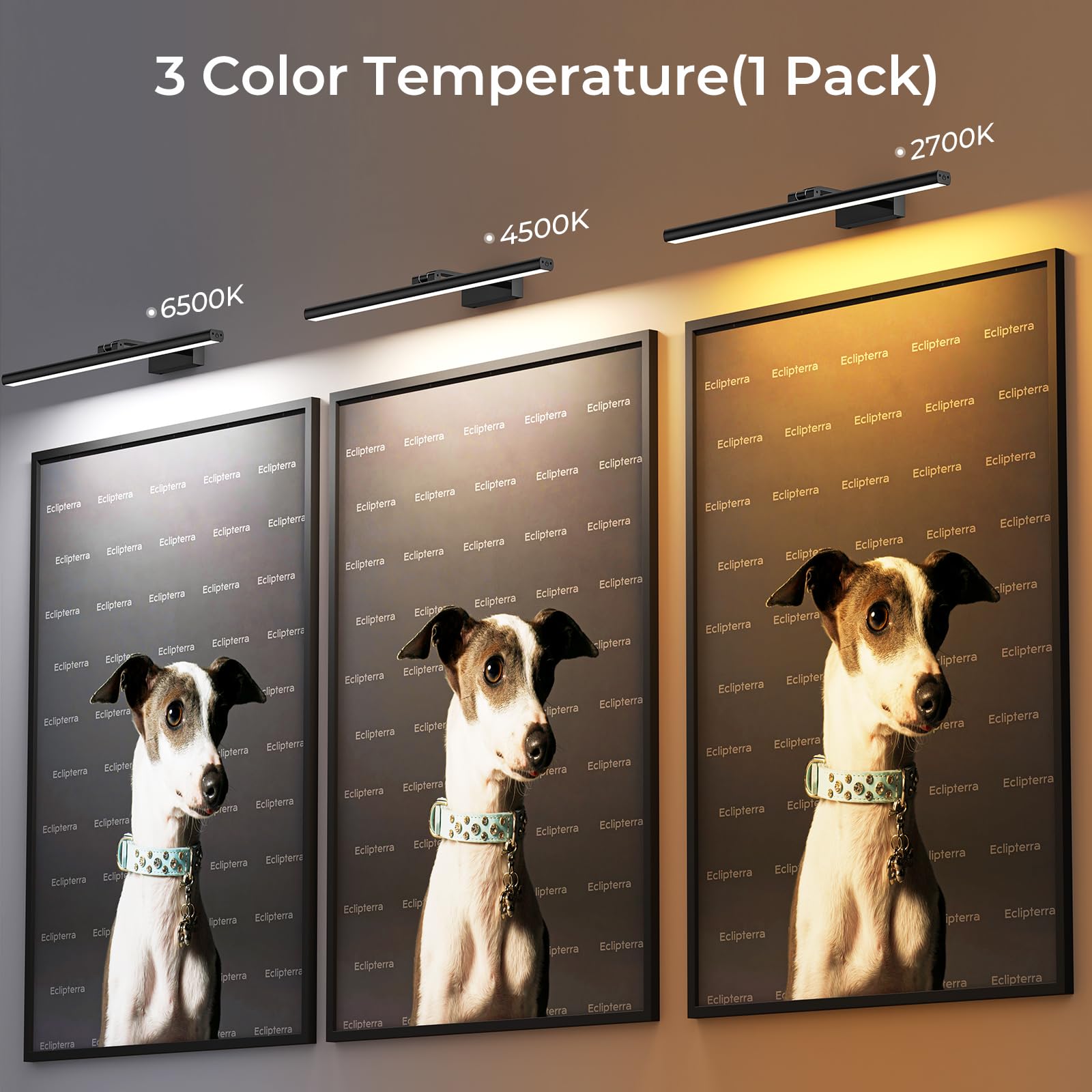 Wireless Rechargeable 24in Picture Light with Remote Dimmable Timer for Wall Art Display - Black