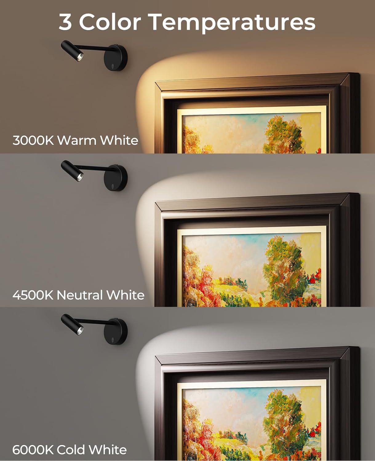 Battery Operated Dimmable Picture Wall Light with Remote Control 2PCS - Metallic