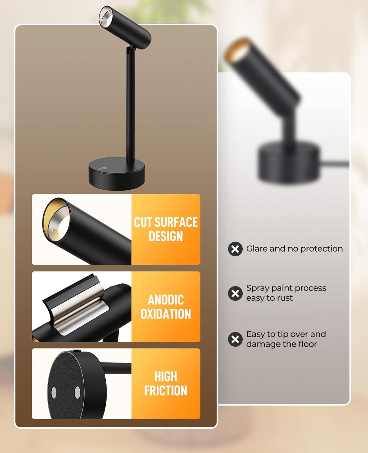 Battery Operated Dimmable Picture Wall Light with Remote Control 2PCS - Metallic