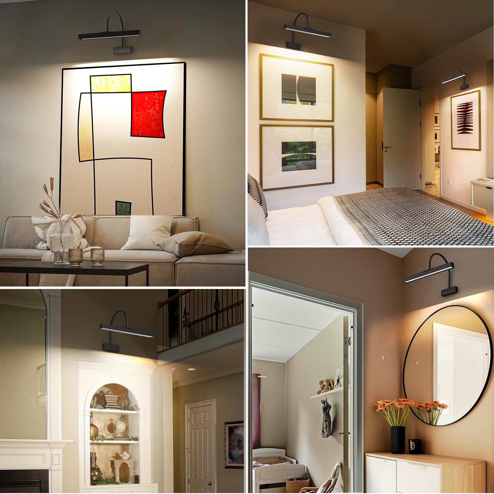 16 Inch Wireless Picture Frame Light with Remote, 3 CCT Dimmable Timer - Black