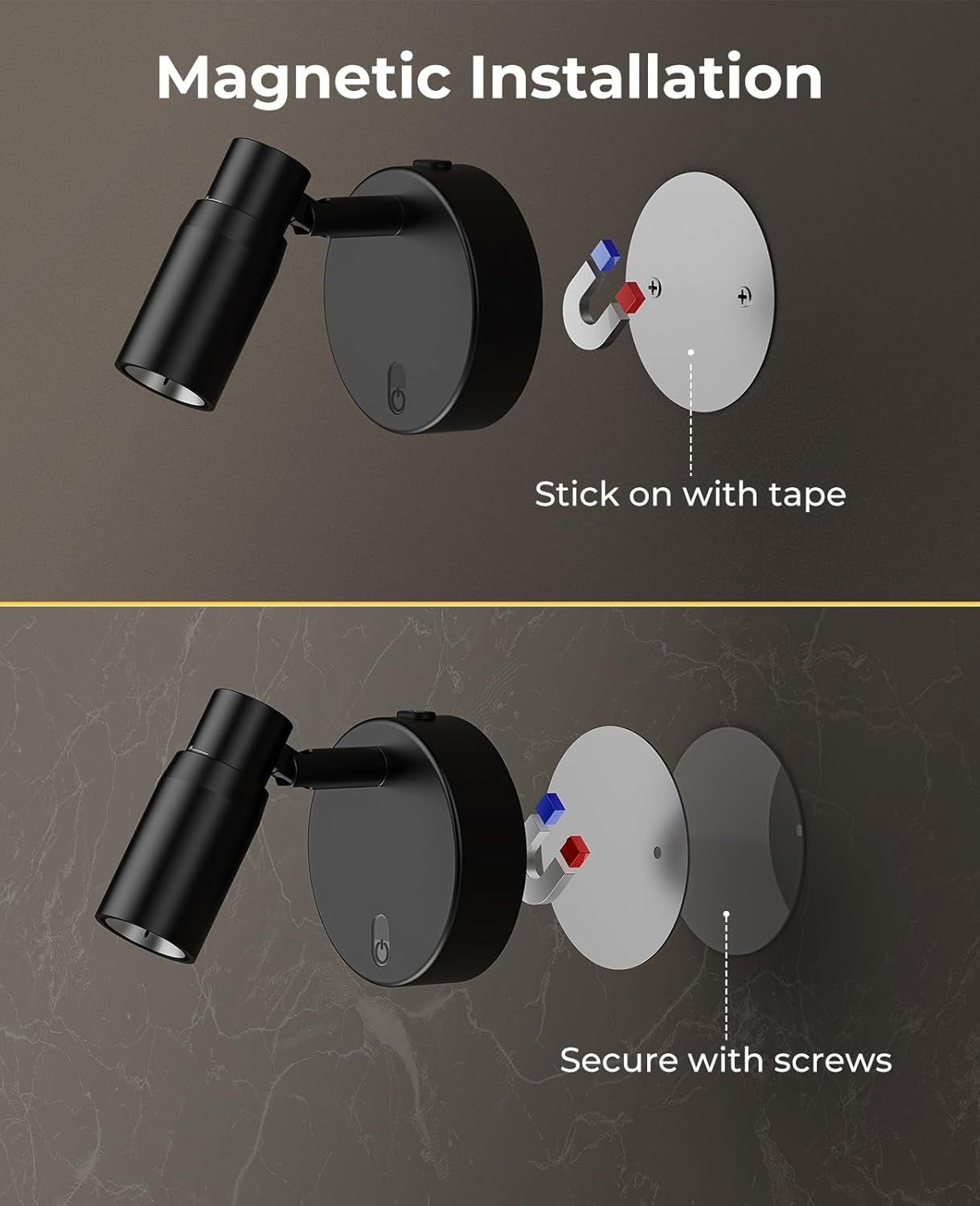 Rechargeable Zoomable Indoor Spot Lights with Remote, Dimmable CCT, Timer 2-Pack - Black