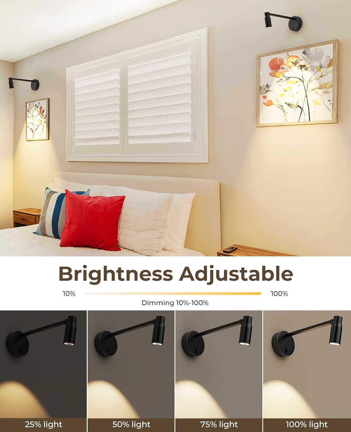 Zoomable Battery Operated Picture Light with Remote, CCT Dimmable Spotlight for Wall Art - Metallic