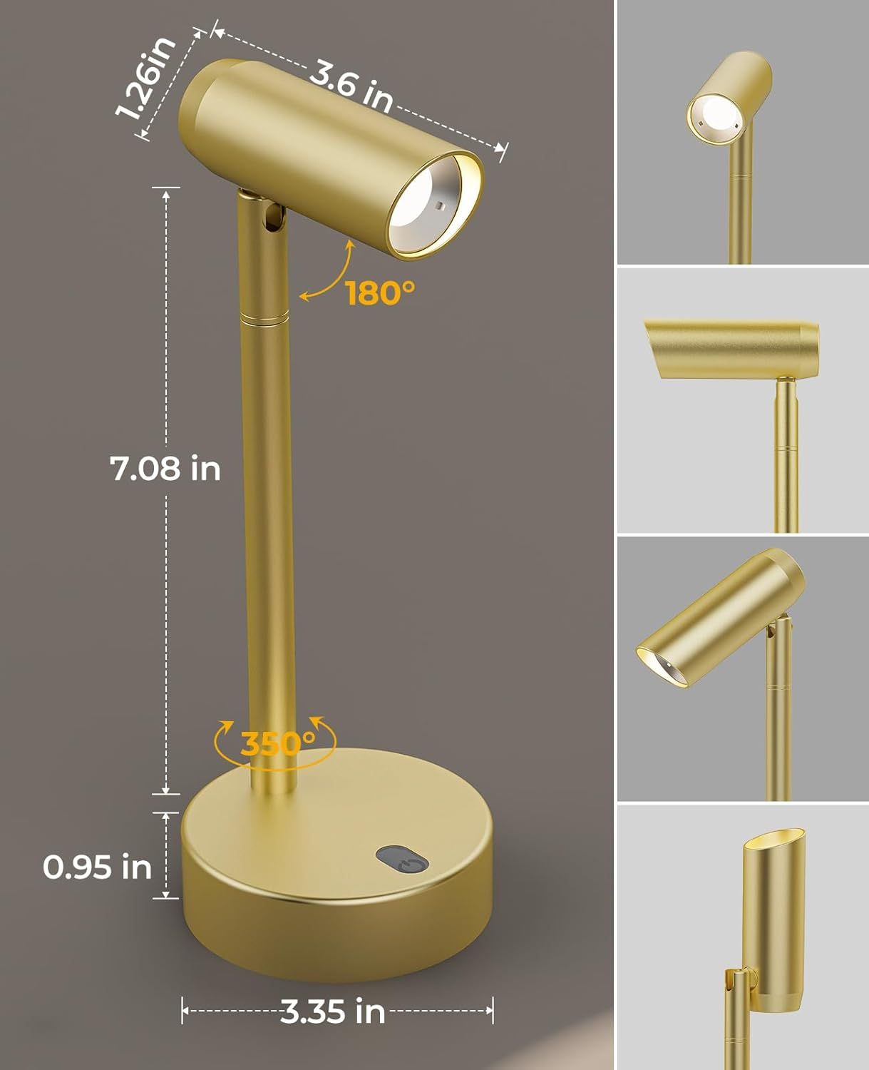 Battery Operated Dimmable Picture Wall Light with Remote Control for Art and Gallery - Gold