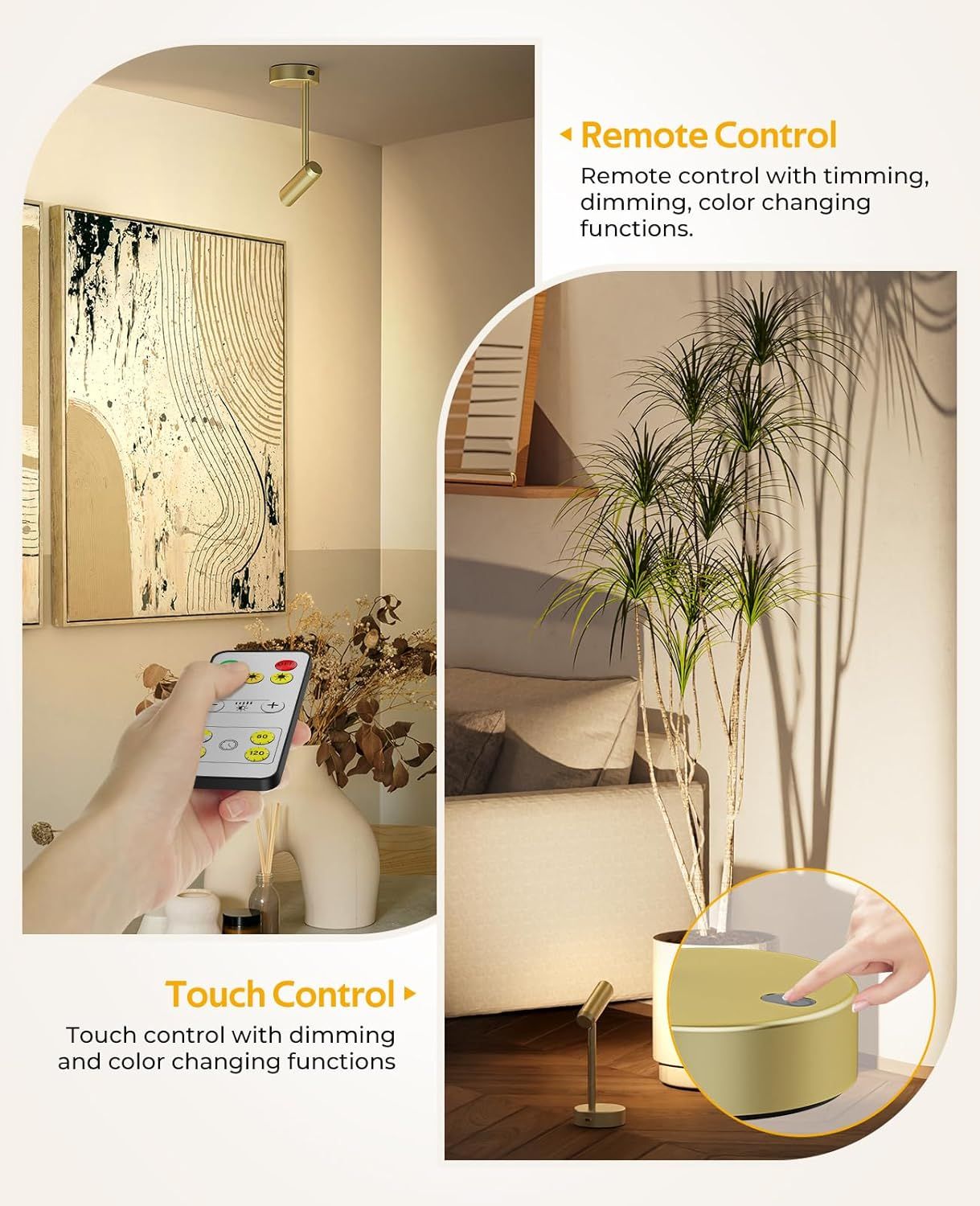 Battery Operated Dimmable Picture Light for Wall with Remote Control - Metallic