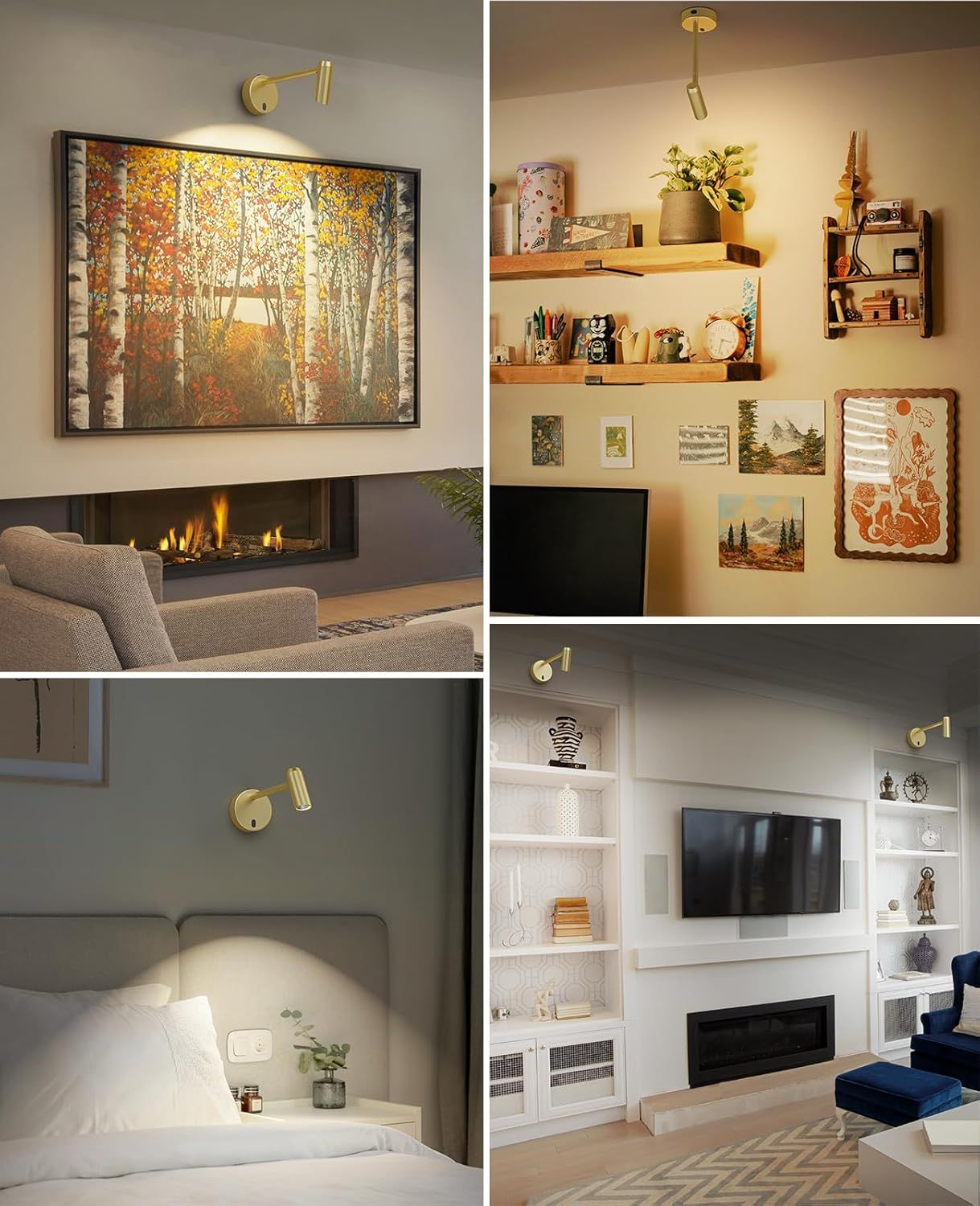 Battery Operated Dimmable Picture Light for Wall with Remote Control - Metallic
