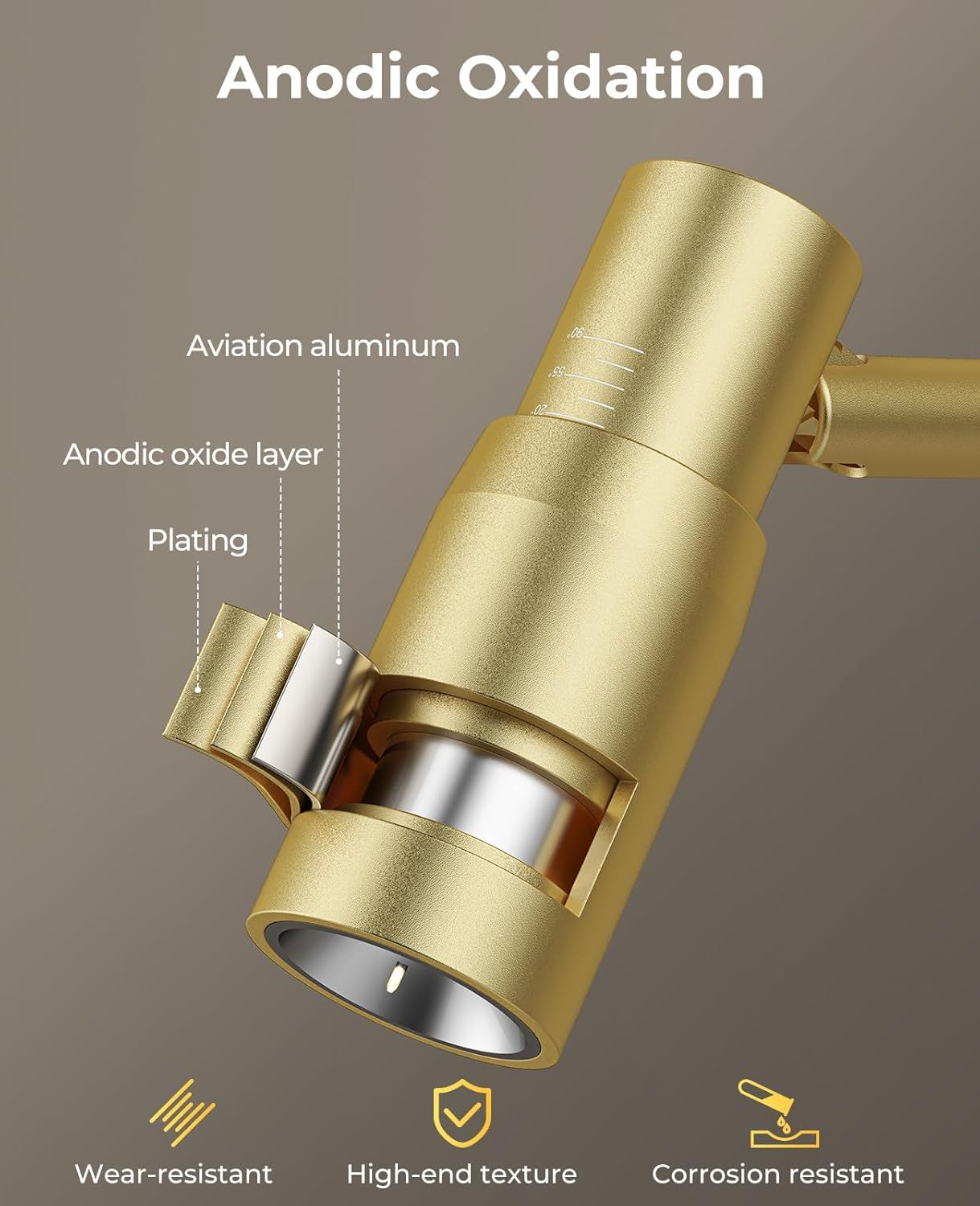 Rechargeable Indoor Dimmable CCT Spot Light with Remote and Timer, 6000mAh Battery - Gold