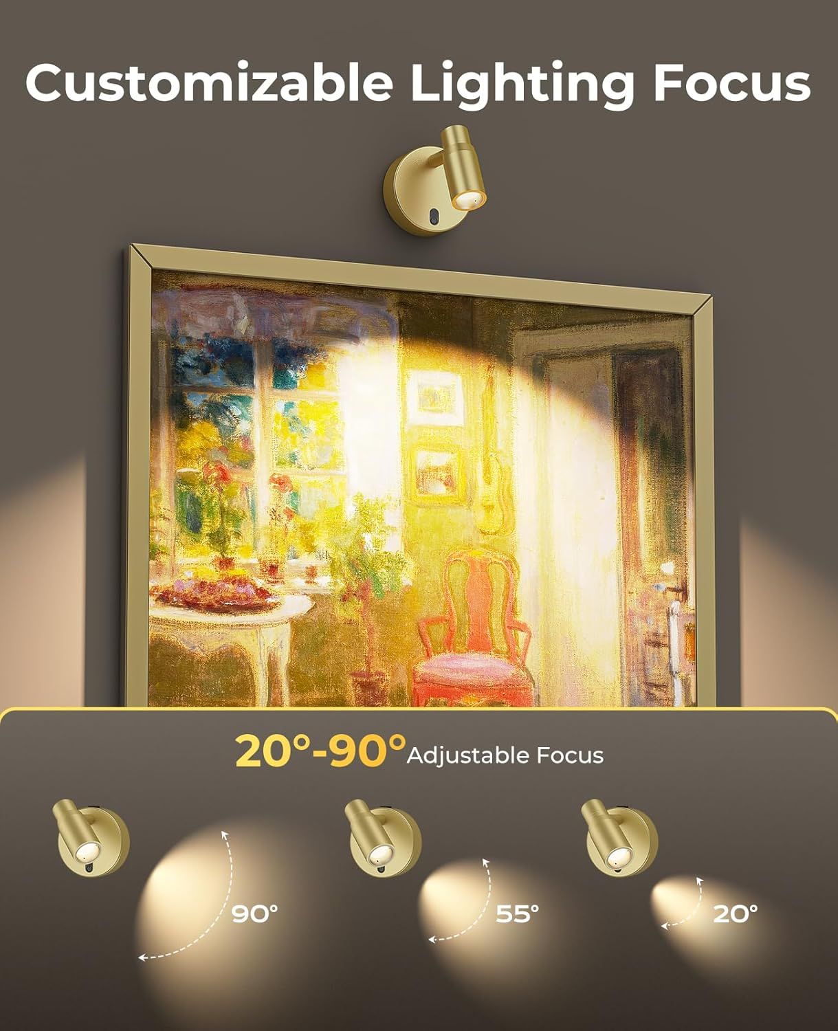 Rechargeable Indoor Spot Light with Remote, Dimmable CCT, Timer & 6000mAh Battery - Gold