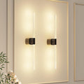 Rechargeable Battery Operated Wall Sconce Set of 2 with Remote and Touch, 23.62 Inch 360° Rotatable Wireless Wall Lights for Bedroom Living Room - Black