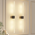 Rechargeable Battery Operated Wall Sconce Set of 2 with Remote and Touch, 31.49 Inch 360° Rotatable Wall Lights for Bedroom Living Room - Black