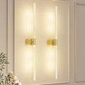 Battery Operated 31.49 Inch Rechargeable Wall Sconce Set of 2 with Remote and Touch, 360° Rotatable - Gold