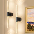 Rechargeable Battery Operated Wall Sconce Set of 2 with Remote Dimmable 350° Rotate - Black