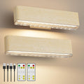 Magnetic Wireless Rechargeable LED Wall Sconce Set of 2 with Remote & Touch Control, 3-Color Temperature, 360° Rotatable - Beech