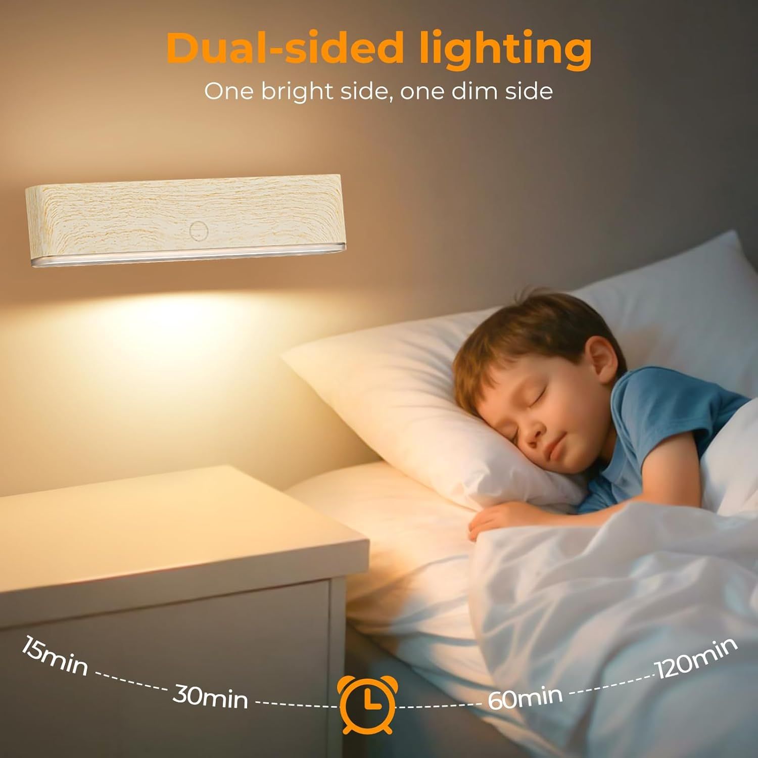 Magnetic Wireless Rechargeable LED Wall Sconce Set of 2 with Remote & Touch Control, 3-Color Temperature, 360° Rotatable - Beech