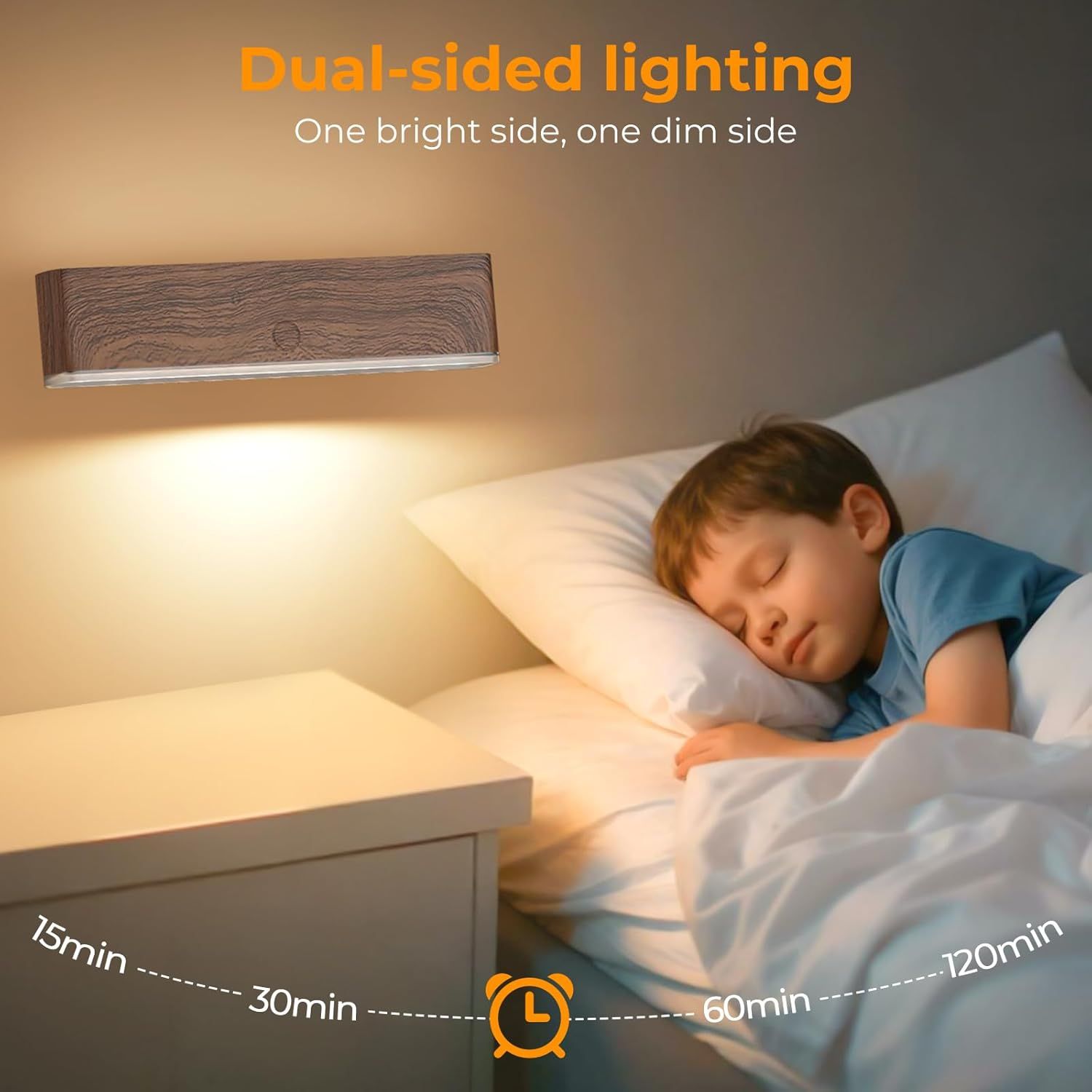 Magnetic Wireless Rechargeable LED Wall Sconce Set of 2 with Remote & Touch Control, 3-Color Temperature, 360° Rotatable - Walnut