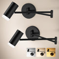 Battery Operated Swing Arm Wall Sconces Set of 2 with Remote Control, Dimmable LED Wall Lamps - Not Hardwired