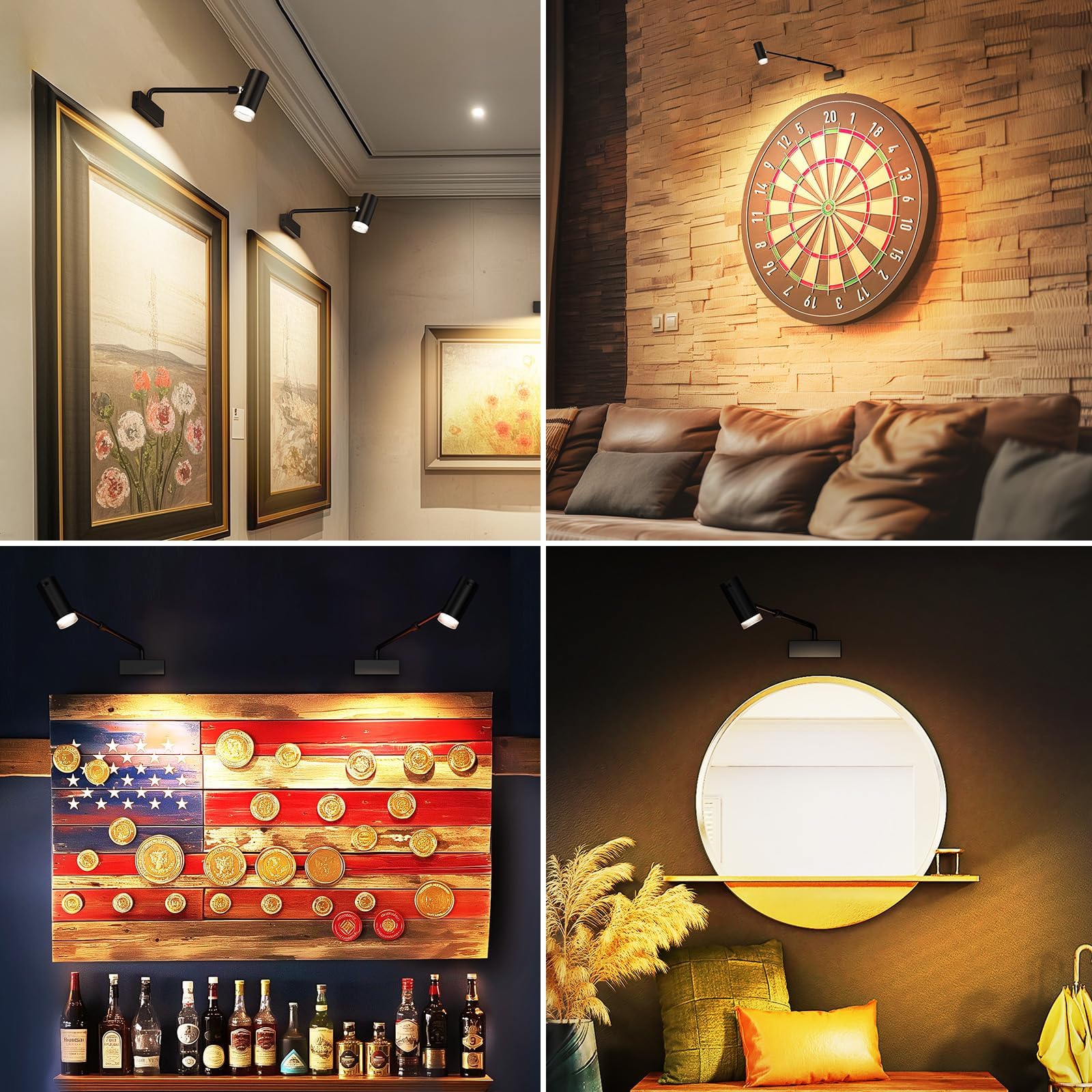 Rechargeable Adjustable Picture Light with Remote, 4000mAh Dimmable LED Art Wall Sconce - White