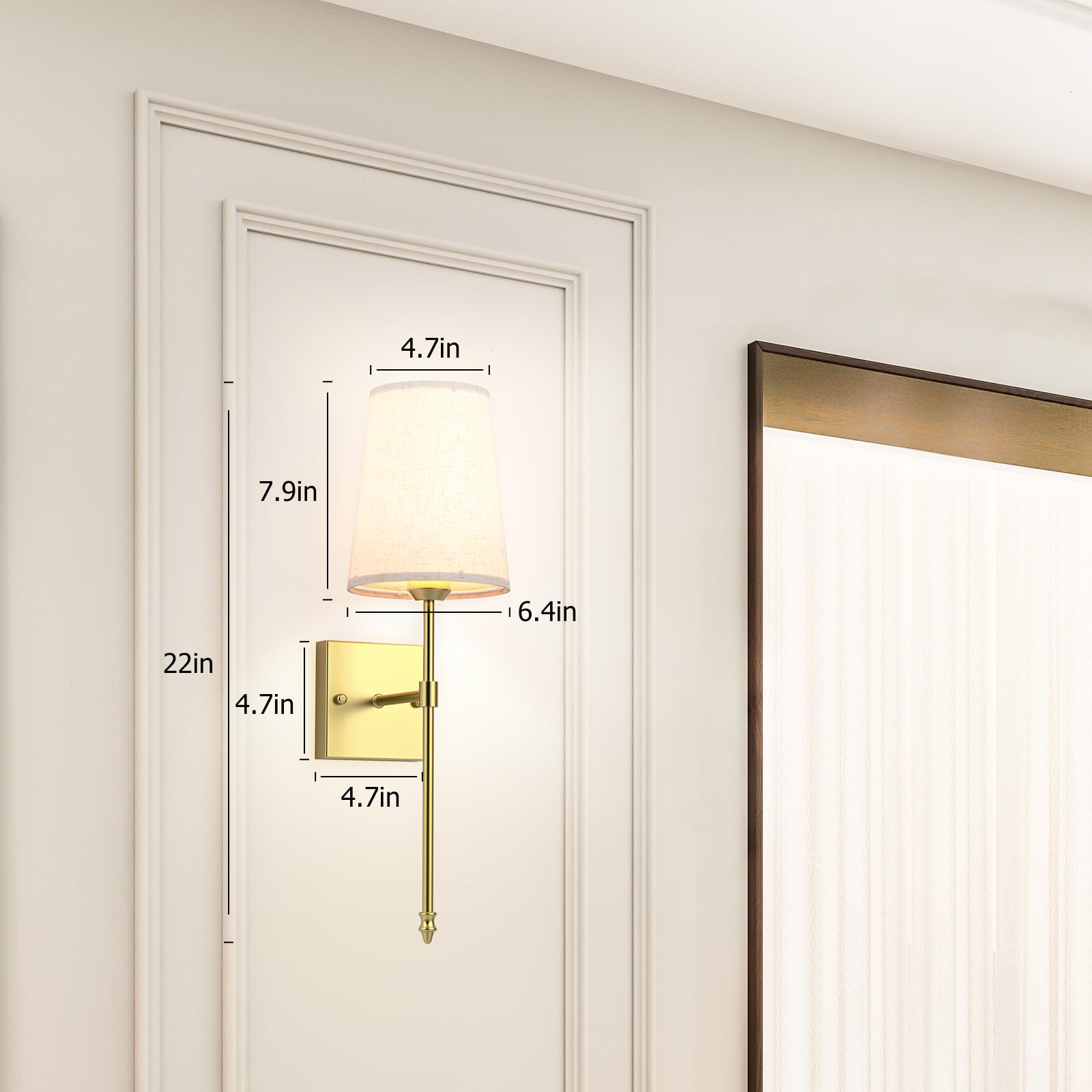 Rechargeable Battery Operated Wall Sconce Set of 2 with Remote, Dimmable RGB 3 Color Temperature, 5000mAh Indoor Wall Lamp - Gold