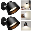 Wireless LED Night Wall Light 2 Pack with Remote, Rechargeable, Dimmable Touch Lamp for Bedroom Living Room - Black