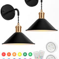 Battery Operated Wireless Wall Sconce Set of 2 with 13 RGB Colors, Dimmable Remote, Memory Function, Auto Timer - Multi-Color