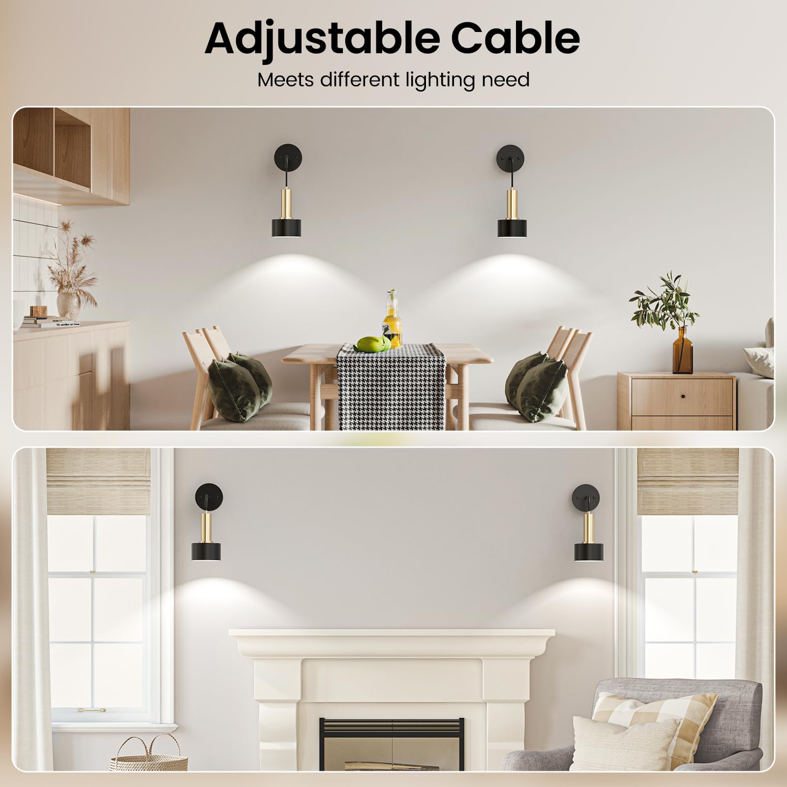 Battery Operated Dimmable RGB Wall Sconce Set of 2 with Remote - Indoor