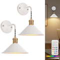 Battery Operated Wireless Wall Sconce Set of 2 with 13 RGB Colors, Dimmable Remote, Timer & Memory Function - Multi-Color
