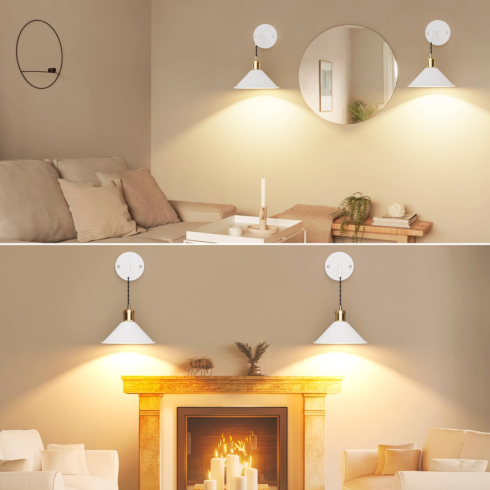 Battery Operated Wireless Wall Sconce Set of 2 with 13 RGB Colors, Dimmable Remote, Timer & Memory Function - Multi-Color