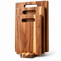 3Pcs Acacia Wood Cutting Board Set with Storage Stand for Kitchen Food Preparation