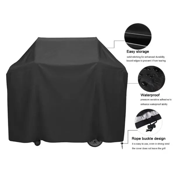 210D Oxford Waterproof Grill Cover 190x71x117 cm with UV and Wind Resistant Protection - Black