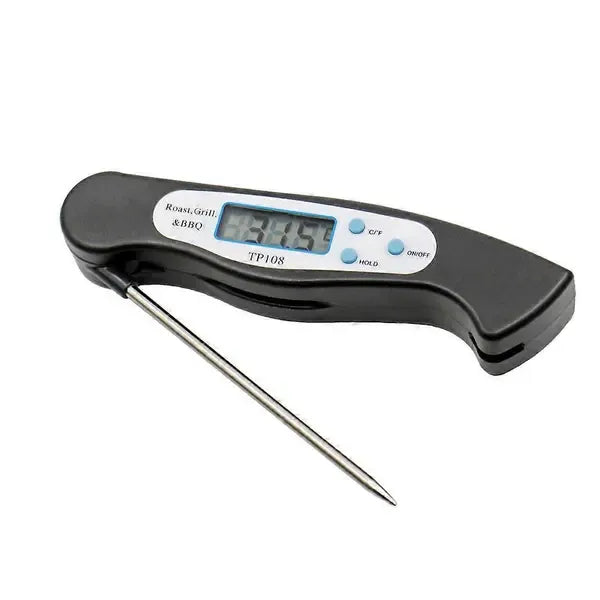 Digital Foldable Meat Thermometer with LCD Display for Cooking Grilling Baking - Black