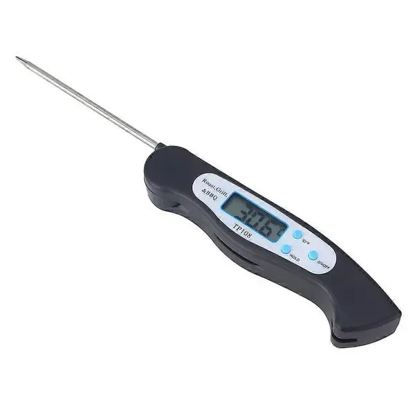 Digital Foldable Meat Thermometer with LCD Display for Cooking Grilling Baking - Black