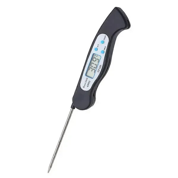 Digital Foldable Meat Thermometer with LCD Display for Cooking Grilling Baking - Black