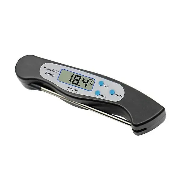 Digital Foldable Meat Thermometer with LCD Display for Cooking Grilling Baking - Black