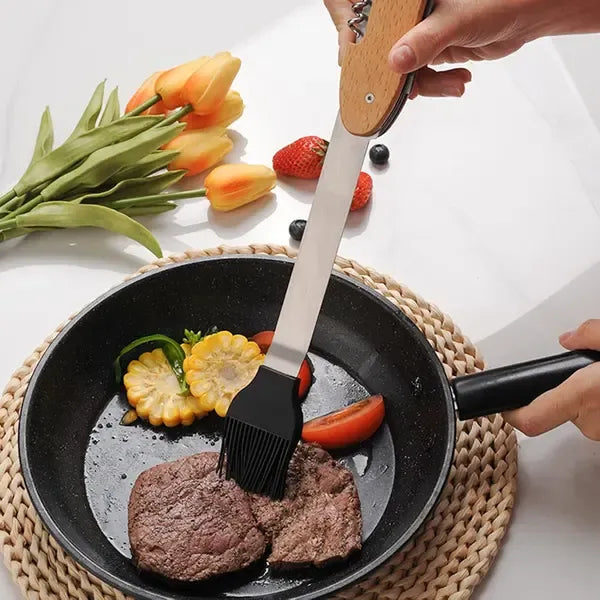 5-in-1 Foldable Stainless Steel BBQ Grill Multitool with Spatula, Fork and Bottle Opener for Camping and Backyard Grilling