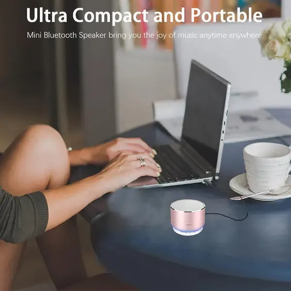 Portable Bluetooth Speaker with HD Sound, TF Card & LED Light - Pink
