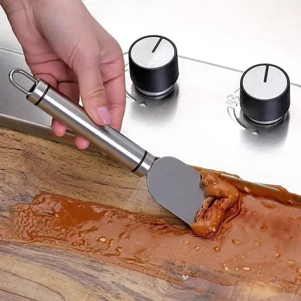 Stainless Steel Kitchen Cleaning Scraper Set with Wide Spatula Blades for Grills, Stovetops, Refrigerators, Ice, and Burnt-On Food