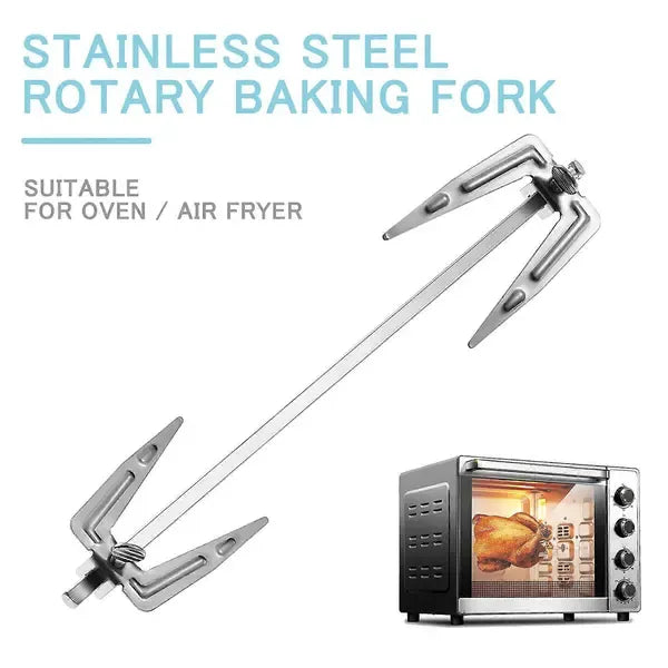 Rotisserie Fork for Chicken, Meat & Fish 25cm Stainless Steel - Silver
