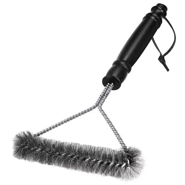 Triangular Stainless Steel BBQ Grill Brush with Three-Sided Bristles and Non-Slip 30 cm Handle for Gas, Charcoal and Outdoor Grills