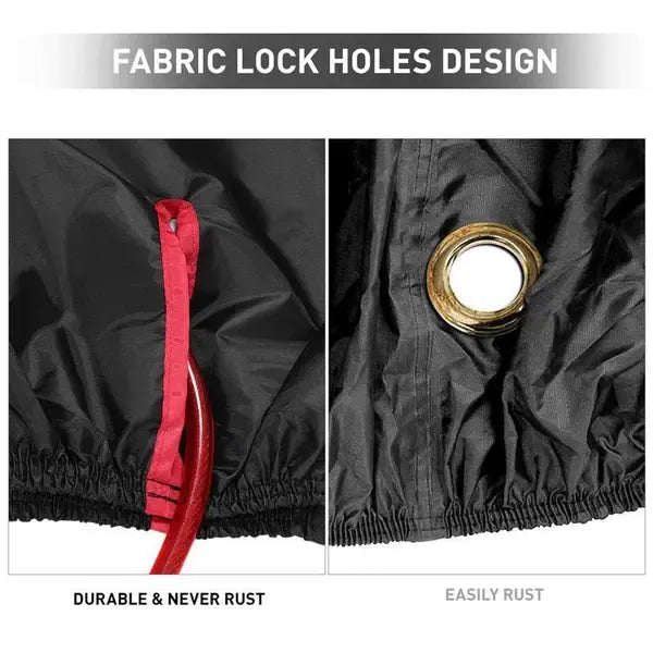 Waterproof 210T Nylon Bike Cover with PU & UV Coating, Lock Hole & Windproof Fit, 190 x 65 x 98 cm - Black