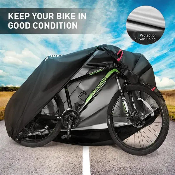 210D Oxford Waterproof Bike Cover with PU Coating for Bicycles, E-Scooters & Small Motorcycles 200x70x110cm - Black