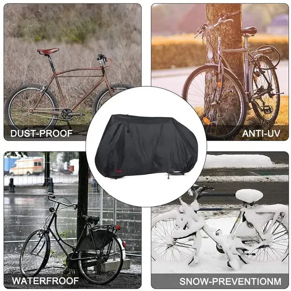 210D Oxford Waterproof Bike Cover with PU Coating for Bicycles, E-Scooters & Small Motorcycles 200x70x110cm - Black