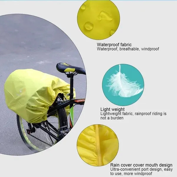 Waterproof Bicycle Rear Seat Rain Cover with Protective Hood for Bags and Backpacks - Yellow
