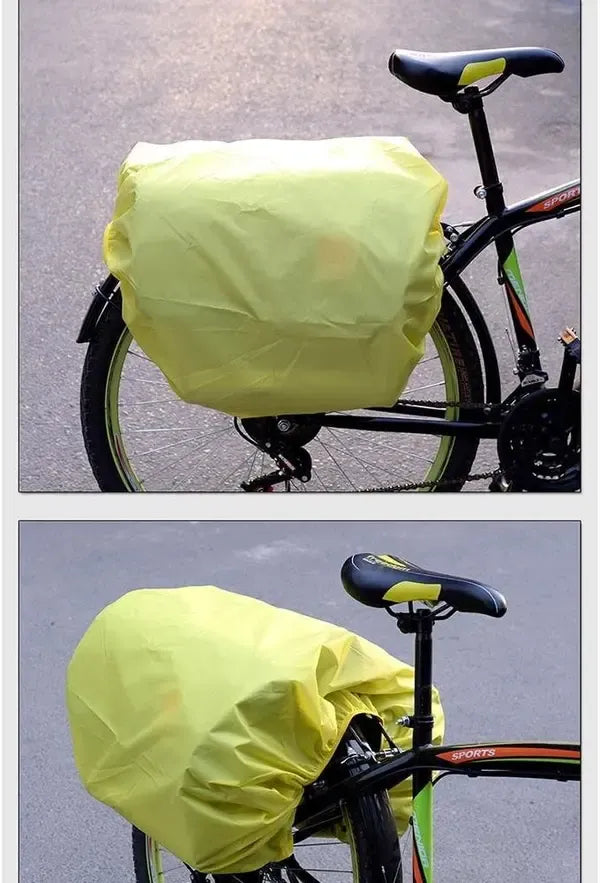 Waterproof Bicycle Rear Seat Rain Cover with Protective Hood for Bags and Backpacks - Yellow